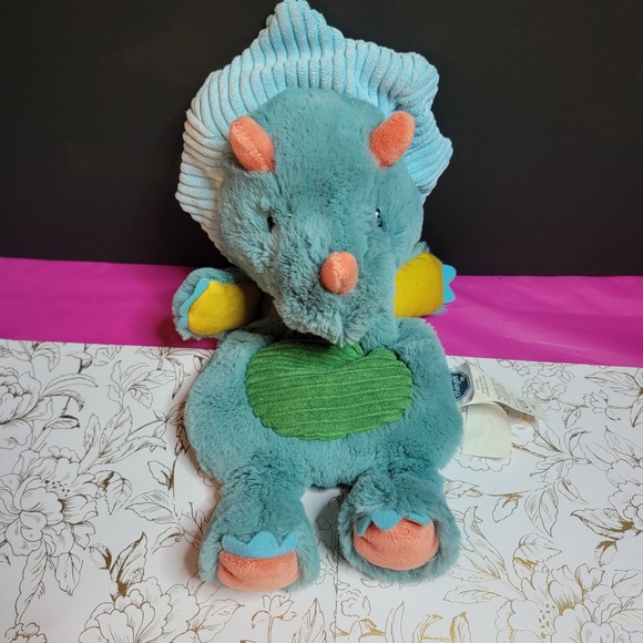 MARY Meyer Pebblesaurus Lovey Blue 14" Dinosaur Plush Security Blanket - Picture 2 of 7